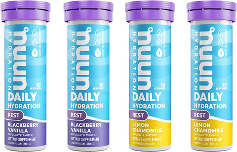 Nuun Rest Tabletas de Electrolitos para Hidratación (paquete variado 4 tubos)