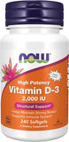 Vitamina D-3 NOW (bote con 240 tabletas)